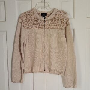 American Outpost Womens Zip Up Faire Isle Cardigan Sweater Sz L